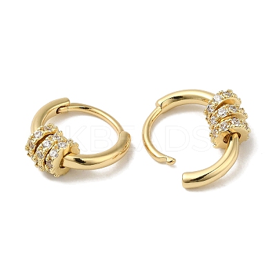 Triple Rings Brass Micro Pave Clear Cubic Zirconia Huggie Hoop Earrings for Women EJEW-C097-11G-1