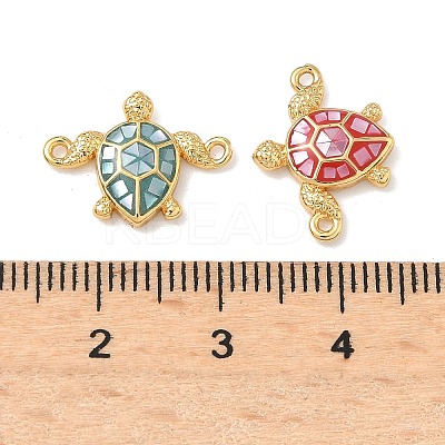 Brass Enamel Turtle Connector Charms KK-H534-03G-1