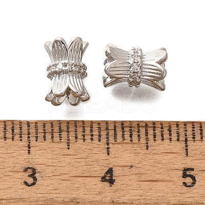 Rack Plating Brass Micro Pave Clear Cubic Zirconia Beads KK-H508-17P-1