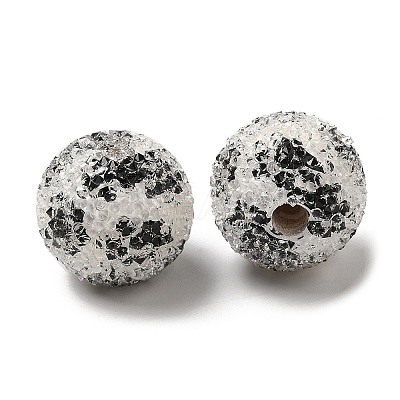 Spray Painted Wood European Beads with Rhinestone RESI-C038-03I-1