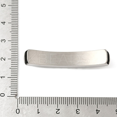 304 Stainless Steel Wheel Textured Curved Rectangle Connector Charms STAS-Z147-09P-1