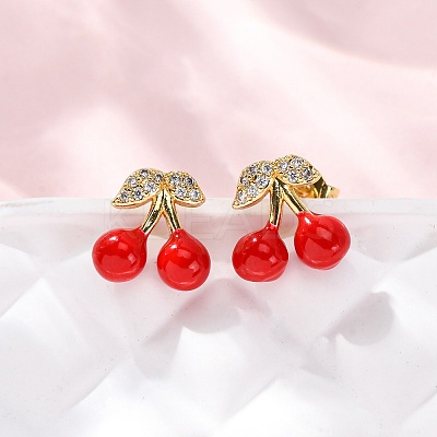 Brass Micro Pave Cubic Zirconia Stud Earrings EJEW-D322-05G-02-1
