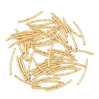 Brass Texture Curved Tube Beads KK-H250-01B-G-1