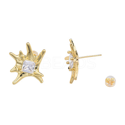 Cubic Zirconia Flower Stud Earrings EJEW-N011-73-1