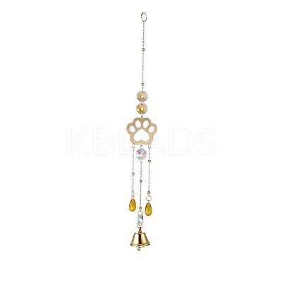 Faceted Glass Teardrop & Octagon Hanging Suncatcher HJEW-I010-02B-1