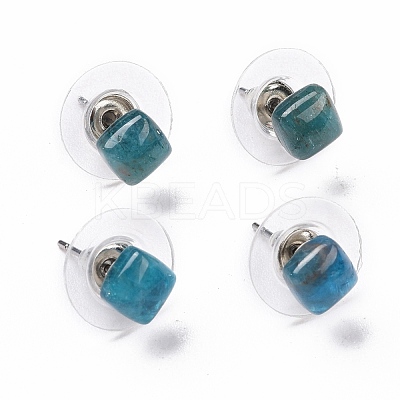 Natural Apatite Ear Studs EJEW-K091-01P-02-1