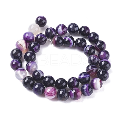 Natural Striped Agate/Banded Agate Beads Strands G-G582-4mm-52-1