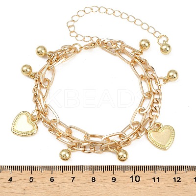 Iron Figaro & Paperclip Chain Double Layers Bracelets Link Bracelets for Women BJEW-A156-01G-1