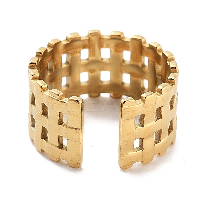 304 Stainless Steel Net Open Cuff Rings RJEW-K273-02G-1