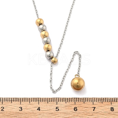 304 Stainless Steel Round Beaded Cable Chain Necklaces NJEW-D319-02A-GP-1