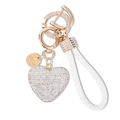 2Pcs 2 Styles PU Leather and Alloy Rhinestone Braided Keychain & Pendant Decorations KEYC-CN0001-11D-1