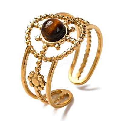 Natural Tiger Eye Finger Rings RJEW-Q822-04G-02-1