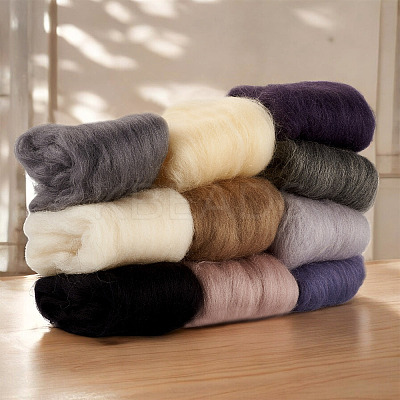 50G 10 Styles Needle Felting Wool Roving DIY-TA0012-77-1