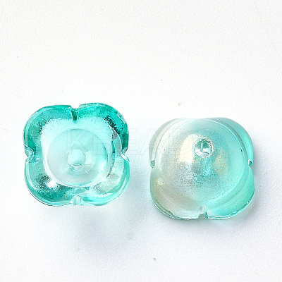 4-Petal Transparent Spray Painted Glass Bead Caps LS-X-GGLA-S054-009B-04-1