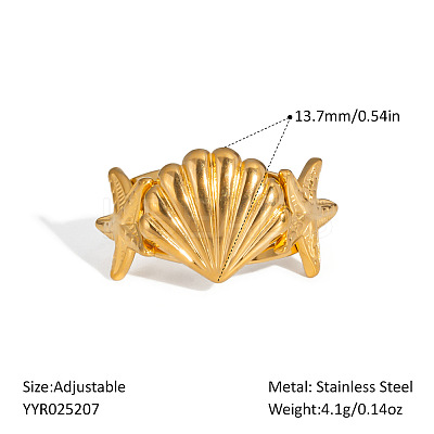 Ocean Themes Stainless Steel Adjustable Cuff Rings for Women VG5206-6-1