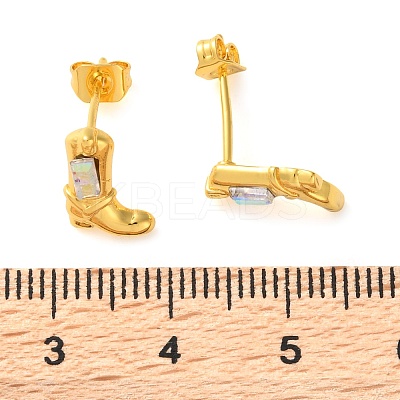 Brass Micro Pave Cubic Zirconia Stud Earrings For Women LS-EJEW-B111-01G-01-1