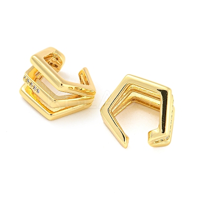 Rack Plating Brass Pentagon Cuff Earrings with Cubic Zirconia for Women EJEW-F326-04G-1