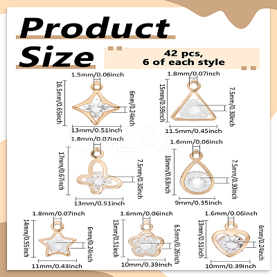 42Pcs 7 Styles Glass Rhinestone Pendants FIND-LP0006-43-1