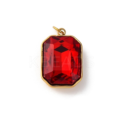 316 Stainless Steel Faceted Glass Pendants STAS-K258-48G-1