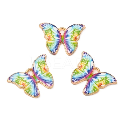 Light Gold Tone Alloy Enamel Pendants ENAM-M059-05KCG-04-1