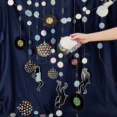 AHADEMAKER Iridescent Disco Theme Paper Garlands HJEW-GA0001-18-1