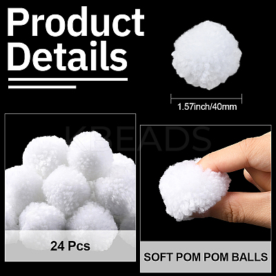 24Pcs Wool Soft Pompom Ball DIY-SC0031-31C-03-1