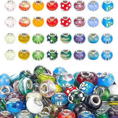Mixed Styles Handmade Lampwork Glass European Beads LPDL-PH0001-03-WH-1