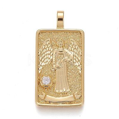 Brass Micro Pave Clear Cubic Zirconia Pendants ZIRC-Z004-01-1