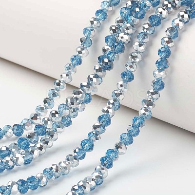 Electroplate Transparent Glass Beads Strands EGLA-A034-T8mm-M18-1