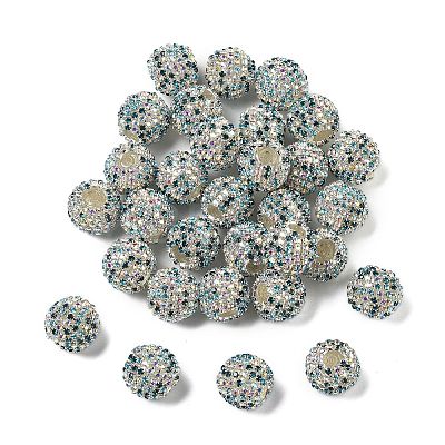 Sparkle Glass Rhinestone Round Beads OACR-S048-01G-1