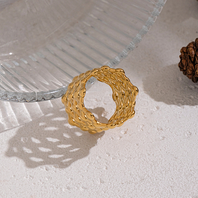 304 Stainless Steel Mesh Shape Statement Cuff Open Rings for Women IZ9606-1