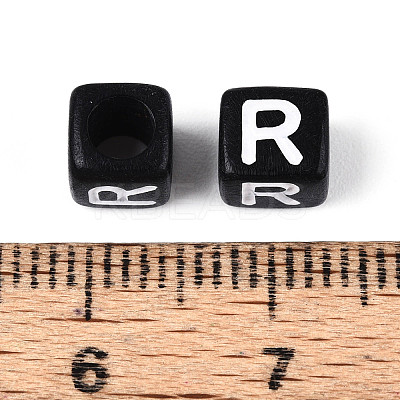 Initial Acrylic Horizontal Hole Beads X-OACR-ZX006-35R-1