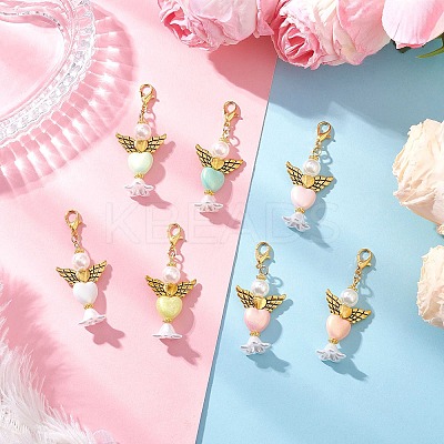 Heart Angel Acrylic Pendants Decorations HJEW-JM03779-02-1