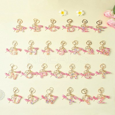 Letter A~Z Transparent Glitter Resin Pendant Keychains KEYC-FZ00024-09-1
