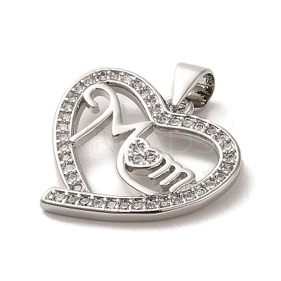 Mother's Day Brass Micro Pave Cubic Zirconia Pendants ZIRC-P114-09P-1