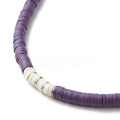 Polymer Clay Heishi Beaded Necklace with Word Love for Women NJEW-JN03790-1