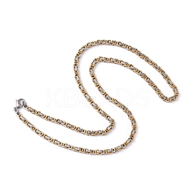 PVD Vacuum Plating 201 Stainless Steel Byzantine Chain Necklaces NJEW-I248-03B-GP-1