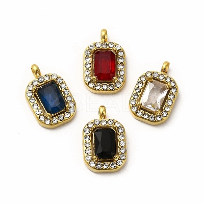 PVD Vacuum Plating 304 Stainless Steel Cubic Zirconia Pendants STAS-A076-03G-1