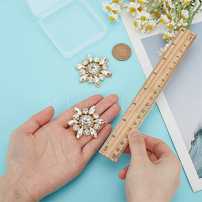 2Pcs Flower Rhinestone Ornament Accessories DIY-FG0006-42G-01-1