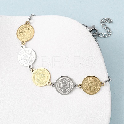 Religion 304 Stainless Steel Link Bracelets for Women BJEW-F524-03GP-1