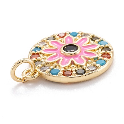 Real 18K Gold Plated Brass Micro Pave Cubic Zirconia Pendants ZIRC-M114-51G-02-1