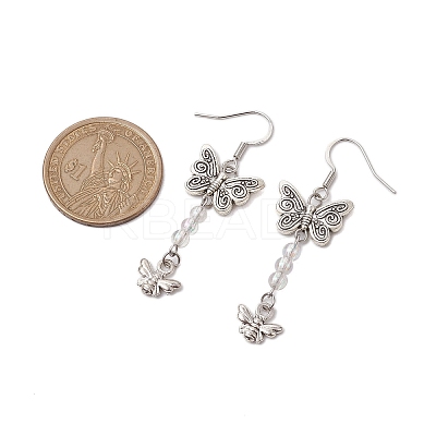 Butterfly & Bees Alloy Dangle Earrings for Women EJEW-JE05886-1