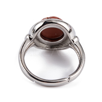 Natural Mixed Stone Round Adjustable Rings RJEW-K271-04P-1
