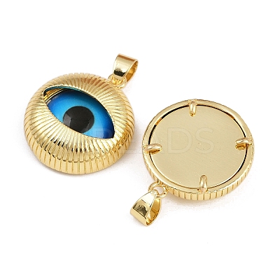 Eye Theme Brass Glass Pendants KK-L244-03G-03-1