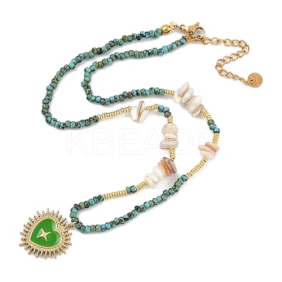Rondelle Synthetic Stone & Seed Beads Beaded Necklaces NJEW-U014-01-1