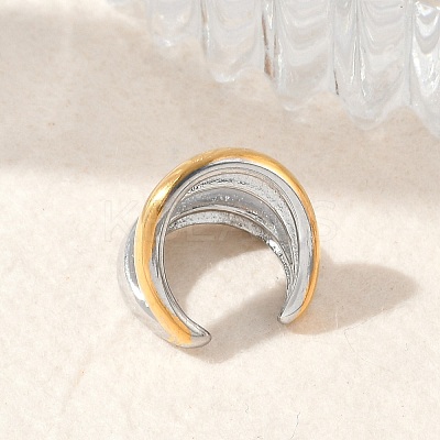 304 Stainless Steel Two-layer C-Shaped Cuff Earrings EJEW-M073-10PG-01-1