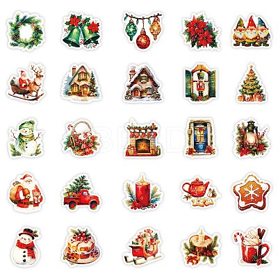 50Pcs Christmas Eve Theme Cartoon Paper Stickers X-DIY-P085-11-1