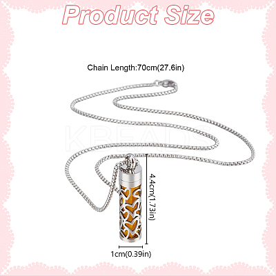 2Pcs 2 Styles Anti-Tarnish Stainless Steel Mini Hollow Column Perfume Bottle Necklaces NJEW-DR0001-02C-1