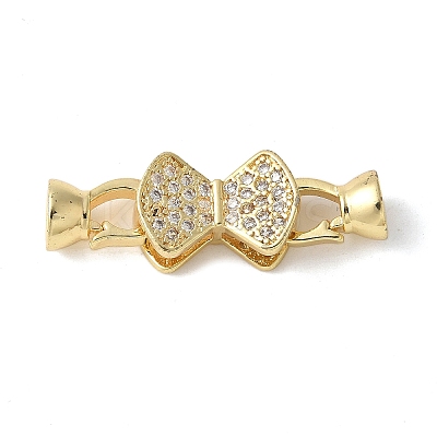 Brass Pave Clear Cubic Zirconia Fold Over Clasps KK-M320-30G-1