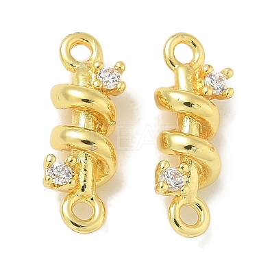 Rack Plating Brass Clear Cubic Zirconia Vortex Connector Charms KK-L224-069G-1
